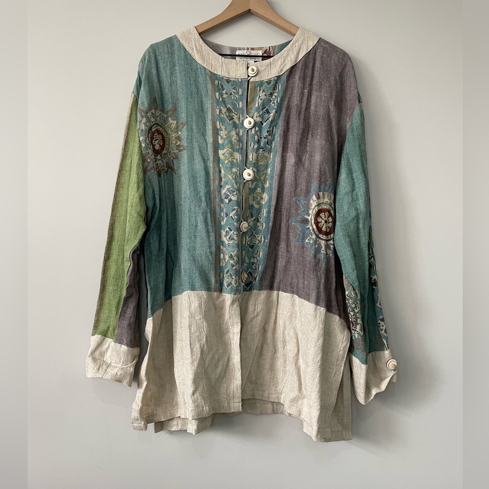 Globe Trotter lagenlook made in Bali button down tunic length long sleeve top